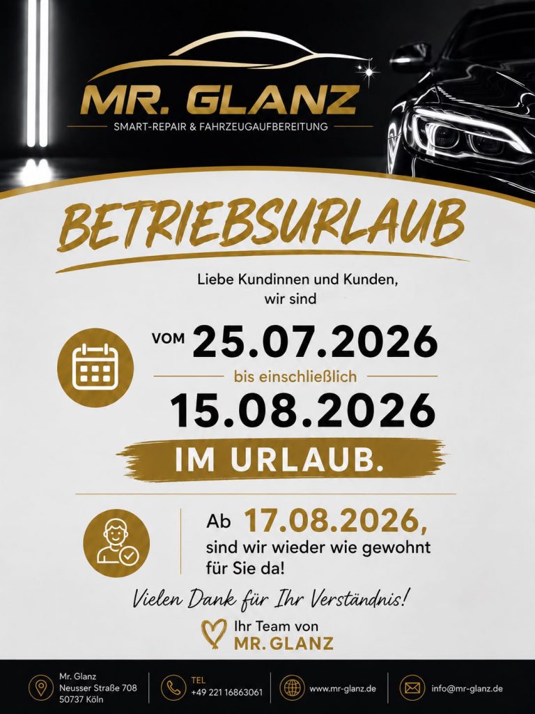 Betriebsurlaub vom 25.07. bis 15.08.2026